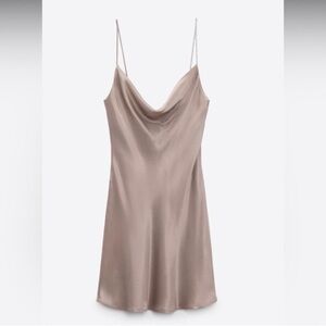 NWOT Zara Satin Rhinestone Strap Dress